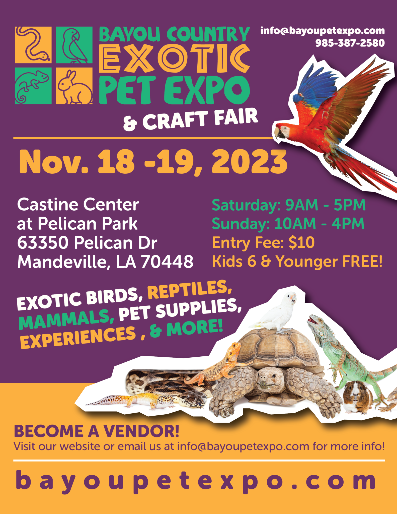 Event Info Bayou Country Exotic Pet Expo